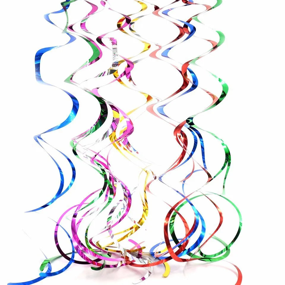 6pcs/pack Party Spiral Decoration Birthday Party Wedding Decorative Ornaments Foil Swirls Banner Tassels Garland