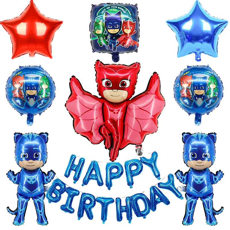 Kit Paper Tableware Pajamas Boys Happy Birthday Party Decoration Baby Shower Mask Boy Party Supplies Foil Balloons Kit Gift Bags