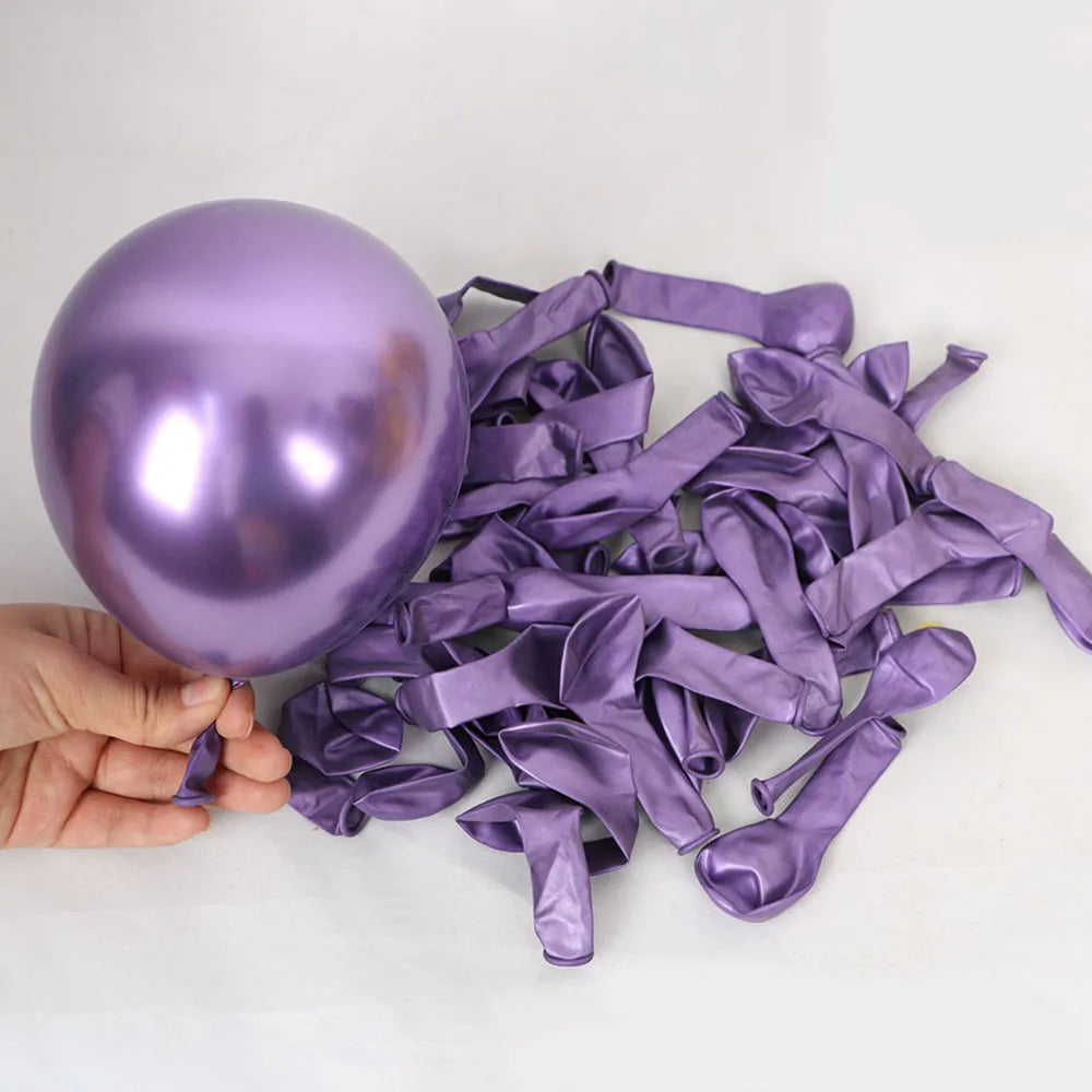 50PCS Balloon Set For Weddings, Birthdays, Macaron Pink Purple Metal and Confetti Balloons, Used For Indoor and Outdoor Party De
