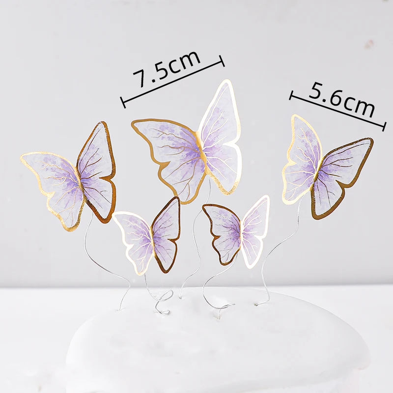 Happy Birthday Decorative Butterflies for Party Cake Decoration Princess Girl Wedding Cake Toppers Dessert Butterfly Decor 3d