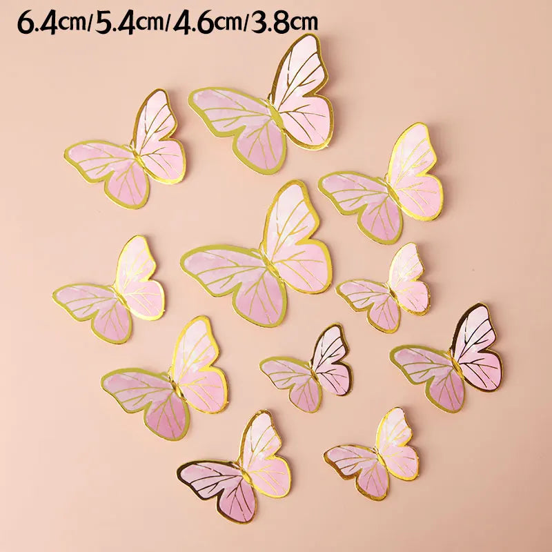 Happy Birthday Decorative Butterflies for Party Cake Decoration Princess Girl Wedding Cake Toppers Dessert Butterfly Decor 3d