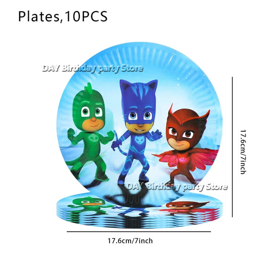 Kit Paper Tableware Pajamas Boys Happy Birthday Party Decoration Baby Shower Mask Boy Party Supplies Foil Balloons Kit Gift Bags