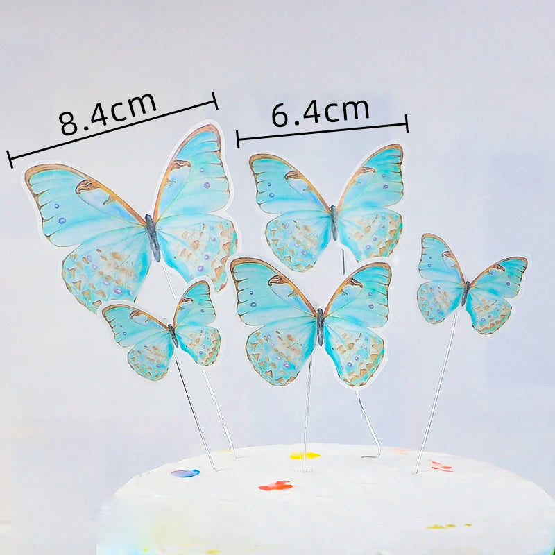 Happy Birthday Decorative Butterflies for Party Cake Decoration Princess Girl Wedding Cake Toppers Dessert Butterfly Decor 3d