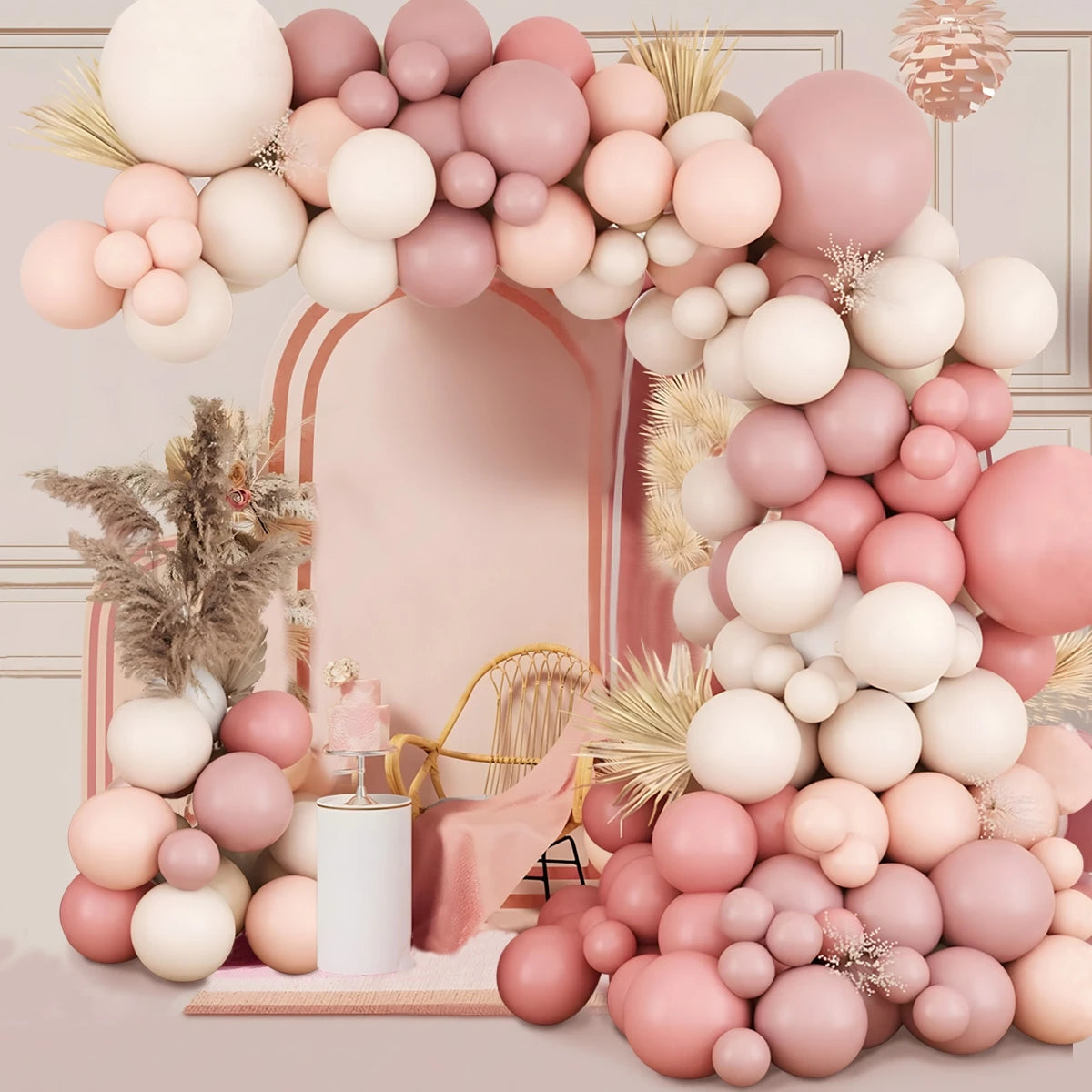 Retro Pink Pastel Macaron Balloons Garland Arch Kit Wedding Birthday Party Decoration Girls Baby Shower Rose Gold Ballon Chain