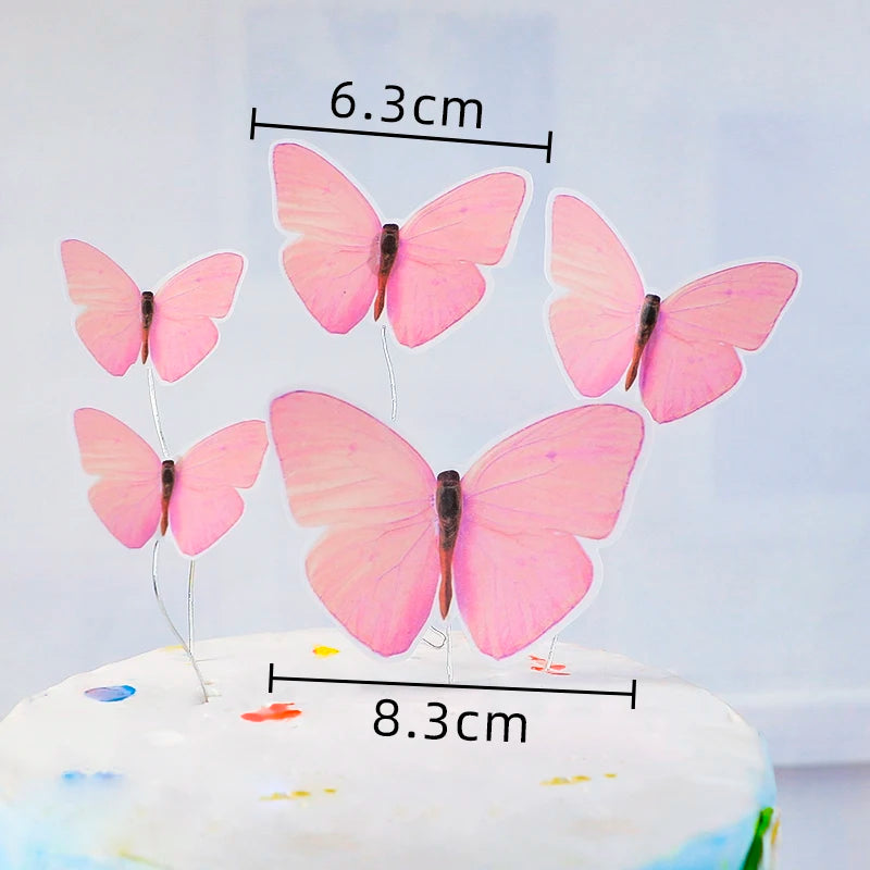 Happy Birthday Decorative Butterflies for Party Cake Decoration Princess Girl Wedding Cake Toppers Dessert Butterfly Decor 3d