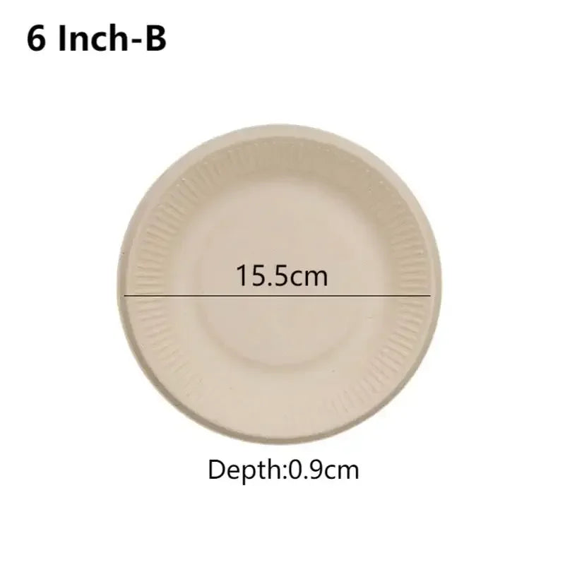 50pcs 3/5/6 Inch Disposable Plates Eco-Friendly Degradable Paper Plate For Barbecue Picnic Office Birthday Party Supplies