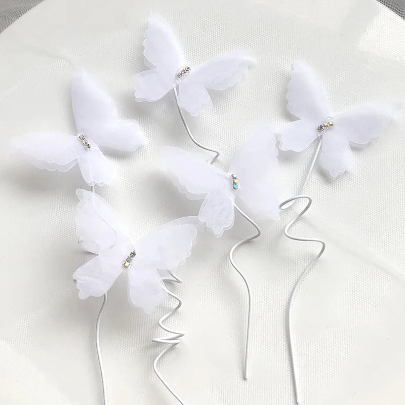 Happy Birthday Decorative Butterflies for Party Cake Decoration Princess Girl Wedding Cake Toppers Dessert Butterfly Decor 3d