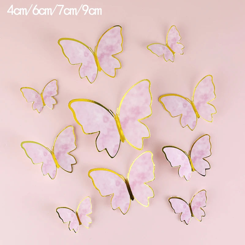 Happy Birthday Decorative Butterflies for Party Cake Decoration Princess Girl Wedding Cake Toppers Dessert Butterfly Decor 3d
