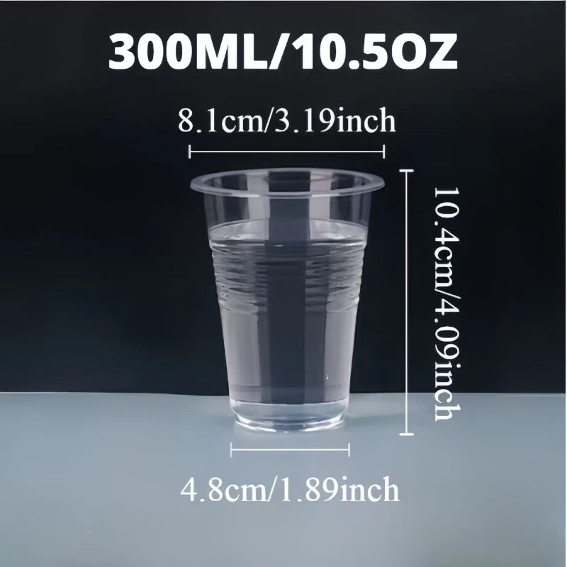 100PCS Disposable Transparent Plastic Cups Household Transparent Drinking Cups Outdoor Picnic Birthday Kitchen Party Utensils