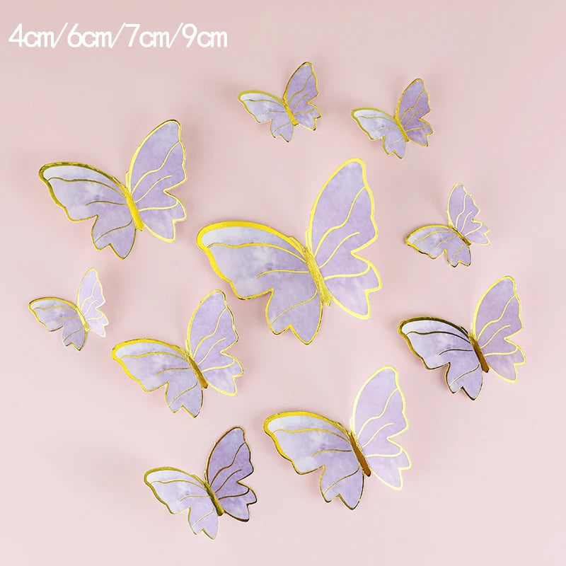 Happy Birthday Decorative Butterflies for Party Cake Decoration Princess Girl Wedding Cake Toppers Dessert Butterfly Decor 3d