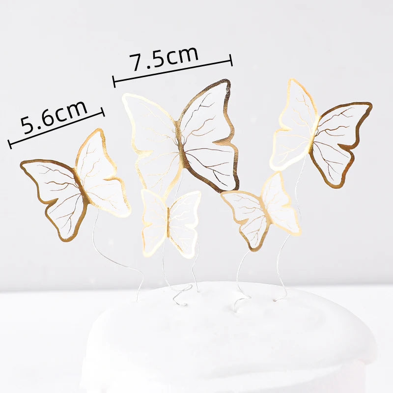 Happy Birthday Decorative Butterflies for Party Cake Decoration Princess Girl Wedding Cake Toppers Dessert Butterfly Decor 3d