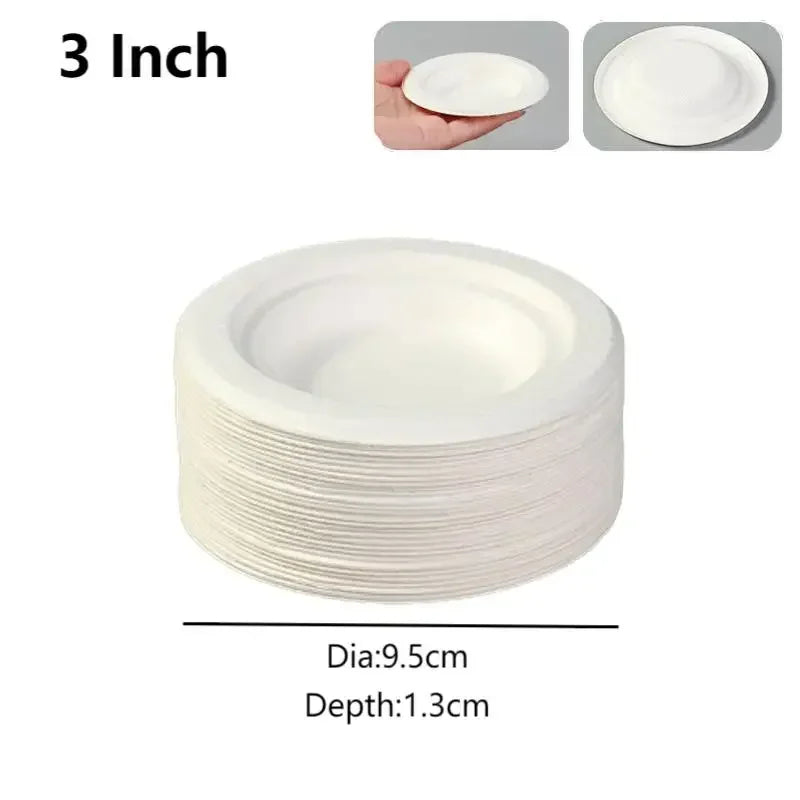 50pcs 3/5/6 Inch Disposable Plates Eco-Friendly Degradable Paper Plate For Barbecue Picnic Office Birthday Party Supplies