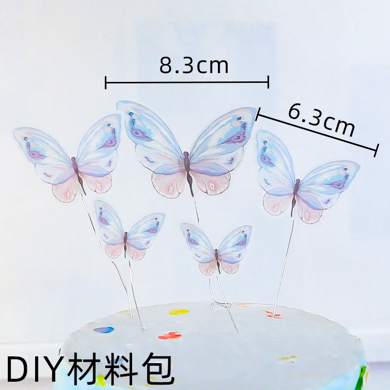 Happy Birthday Decorative Butterflies for Party Cake Decoration Princess Girl Wedding Cake Toppers Dessert Butterfly Decor 3d
