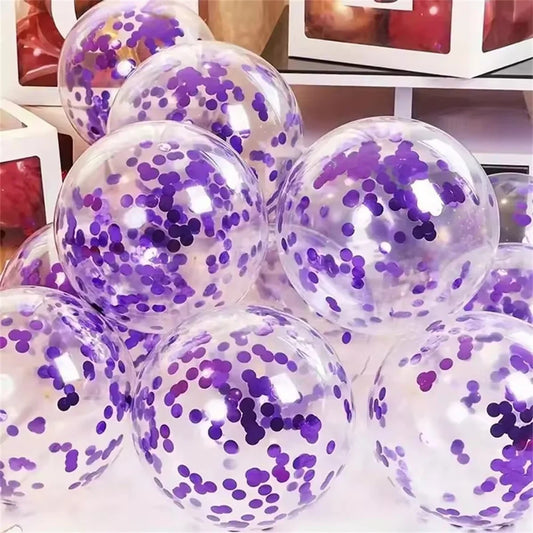 50PCS Balloon Set For Weddings, Birthdays, Macaron Pink Purple Metal and Confetti Balloons, Used For Indoor and Outdoor Party De