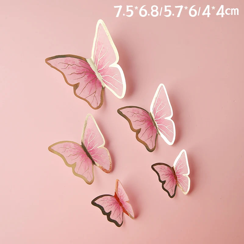 Happy Birthday Decorative Butterflies for Party Cake Decoration Princess Girl Wedding Cake Toppers Dessert Butterfly Decor 3d