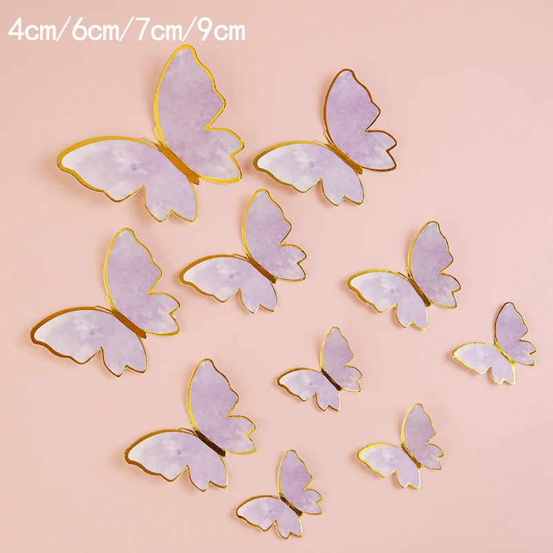 Happy Birthday Decorative Butterflies for Party Cake Decoration Princess Girl Wedding Cake Toppers Dessert Butterfly Decor 3d