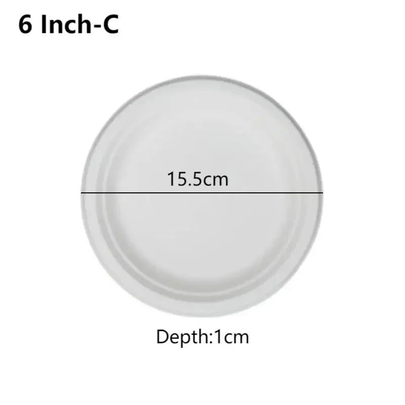 50pcs 3/5/6 Inch Disposable Plates Eco-Friendly Degradable Paper Plate For Barbecue Picnic Office Birthday Party Supplies