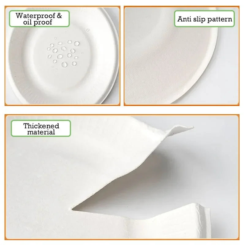 50pcs 3/5/6 Inch Disposable Plates Eco-Friendly Degradable Paper Plate For Barbecue Picnic Office Birthday Party Supplies