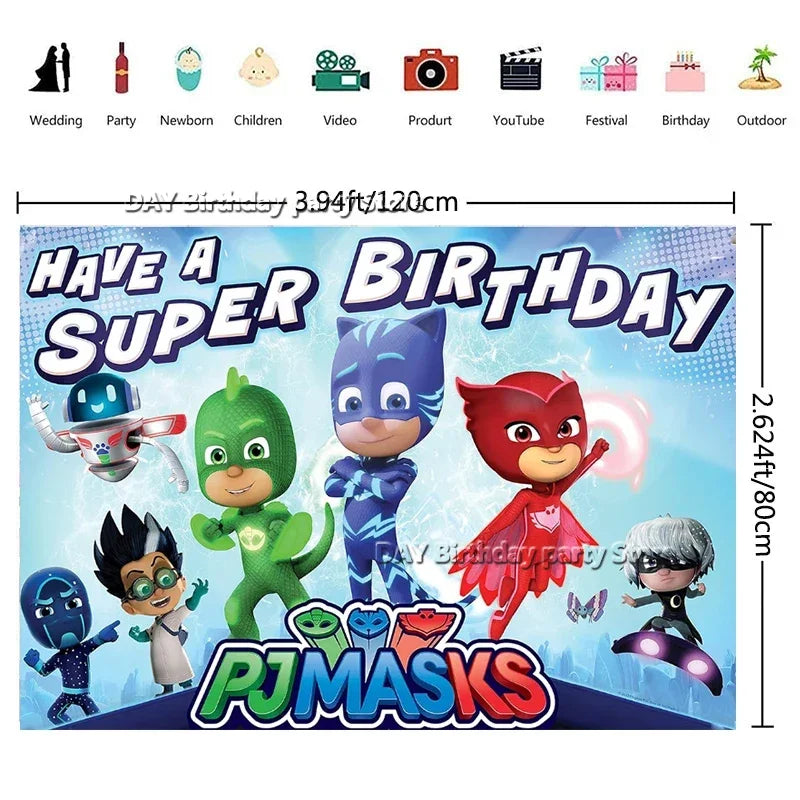 Kit Paper Tableware Pajamas Boys Happy Birthday Party Decoration Baby Shower Mask Boy Party Supplies Foil Balloons Kit Gift Bags