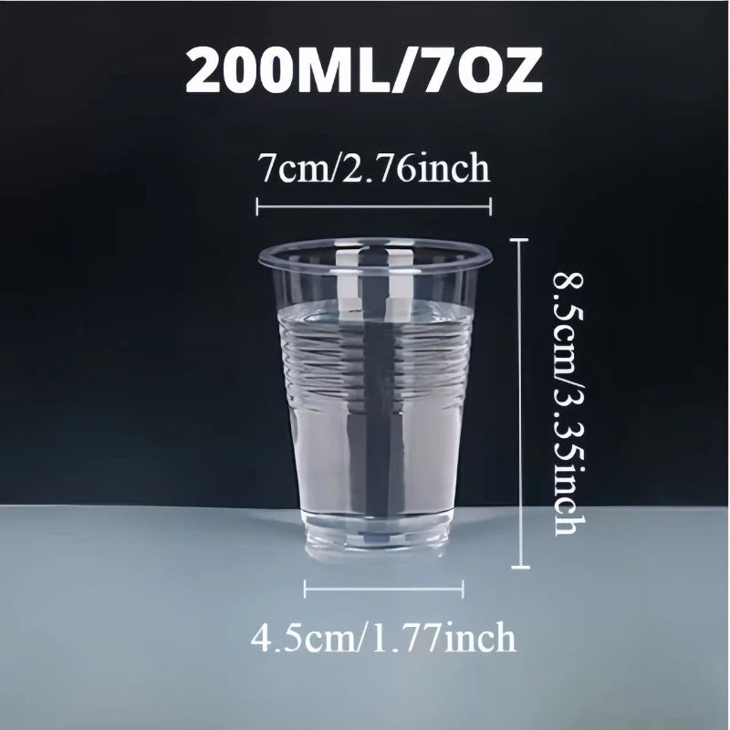 100PCS Disposable Transparent Plastic Cups Household Transparent Drinking Cups Outdoor Picnic Birthday Kitchen Party Utensils