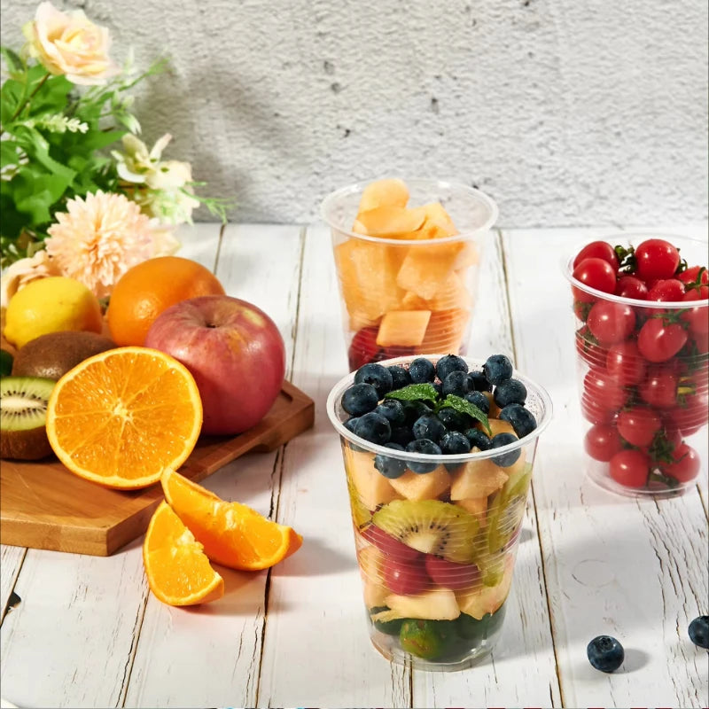 100PCS Disposable Transparent Plastic Cups Household Transparent Drinking Cups Outdoor Picnic Birthday Kitchen Party Utensils
